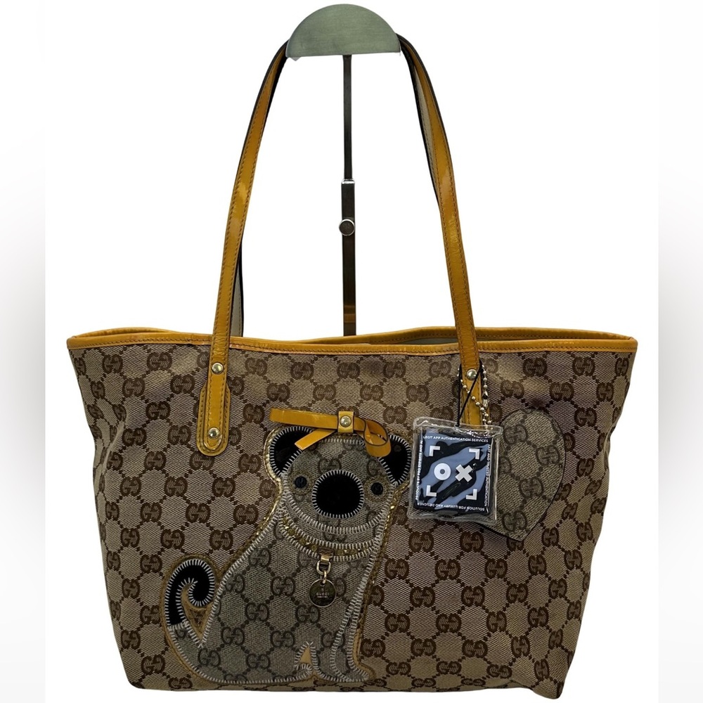 GUCCI GG Guccioli Pug Dog Oliver Small Canvas Tote Bag w/COA - COLLECTORS PIECE!
